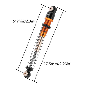 INJORA 51mm Shocks-Long Travel Threaded Double Barrel Damper for Axial AX24 SCX24 Upgrade 1/24 RC Crawler(Gold)