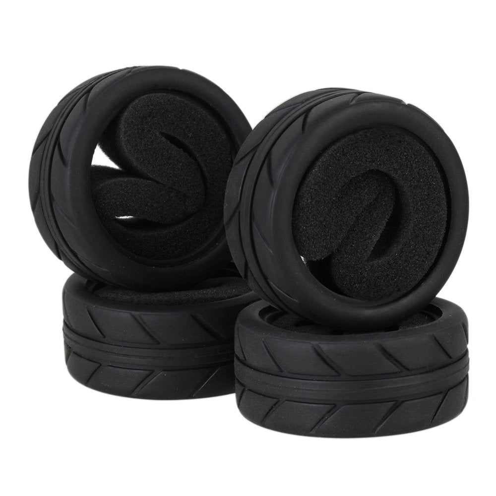 BQLZR 2.56 OD Black RC 1:10 Arrows Pattern Rubber Tyre Tire fit On Road Racing Car Pack of 4