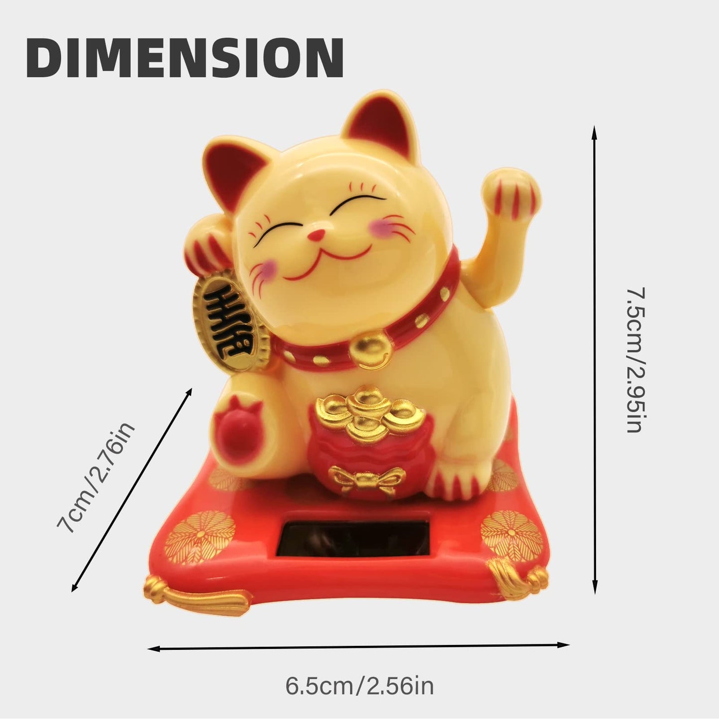 KOXXUD Lucky Cat Waving Arm Set, Vivid and Lovely Chinese Cat Statue Decorations for Decorating Front Desk, Car, Business Openin