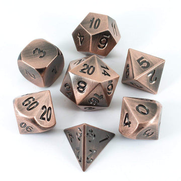 Bronze Metal Dice - Full Polyhedral Set in Presentation Tin