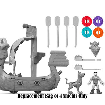 Replacement Parts For Imaginext Scooby-Doo Viking Ship Playset - Gbm51 Replacement Bag Of 4 Shields, Red, Purple, Blue, Orange