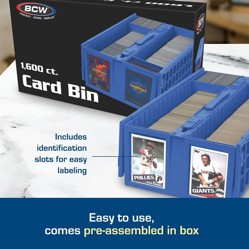 Bcw Collectible Card Bin - Holds Up To 1600 Cards - Single Blue | Large Card Storage Box For Loose Trading Cards | Pokemon, Mtg,