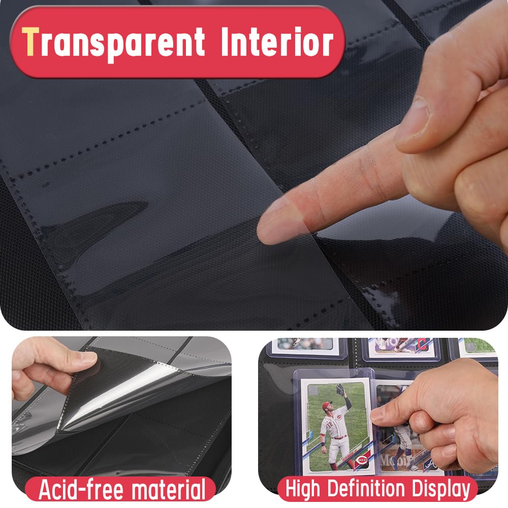 enhanced Top Loader Binder Holds 288 Top Loaders 9-Pocket Toploader Binder with Sleeves for 3 x 4 Rigid Card Binder for Top Loader for Trading Cards or Sports Cards - Classic Red