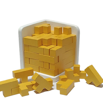 Wooden Brain Teaser Puzzle Cube Easter Basket Stuffers Wooden Puzzles T-Shaped Jigsaw Logic Puzzle Educational Toy For Kids And Adults By Ahyuan (Gold)