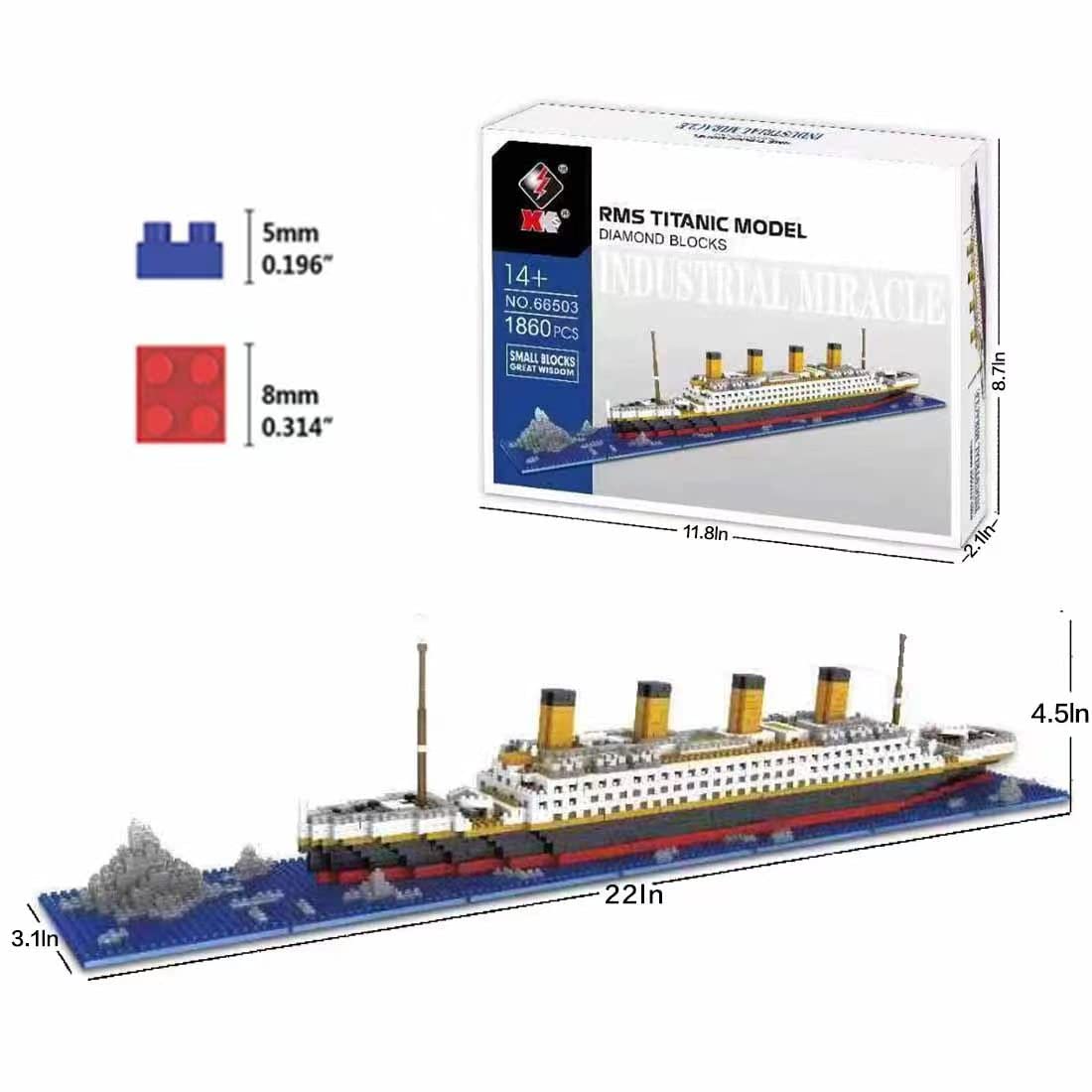 Elaicree Titanic Ship Micro Mini Building Blocks Set, 1860 Pcs 3D Puzzle Sets Diy Educational Toys Gift For Adults And Kids…