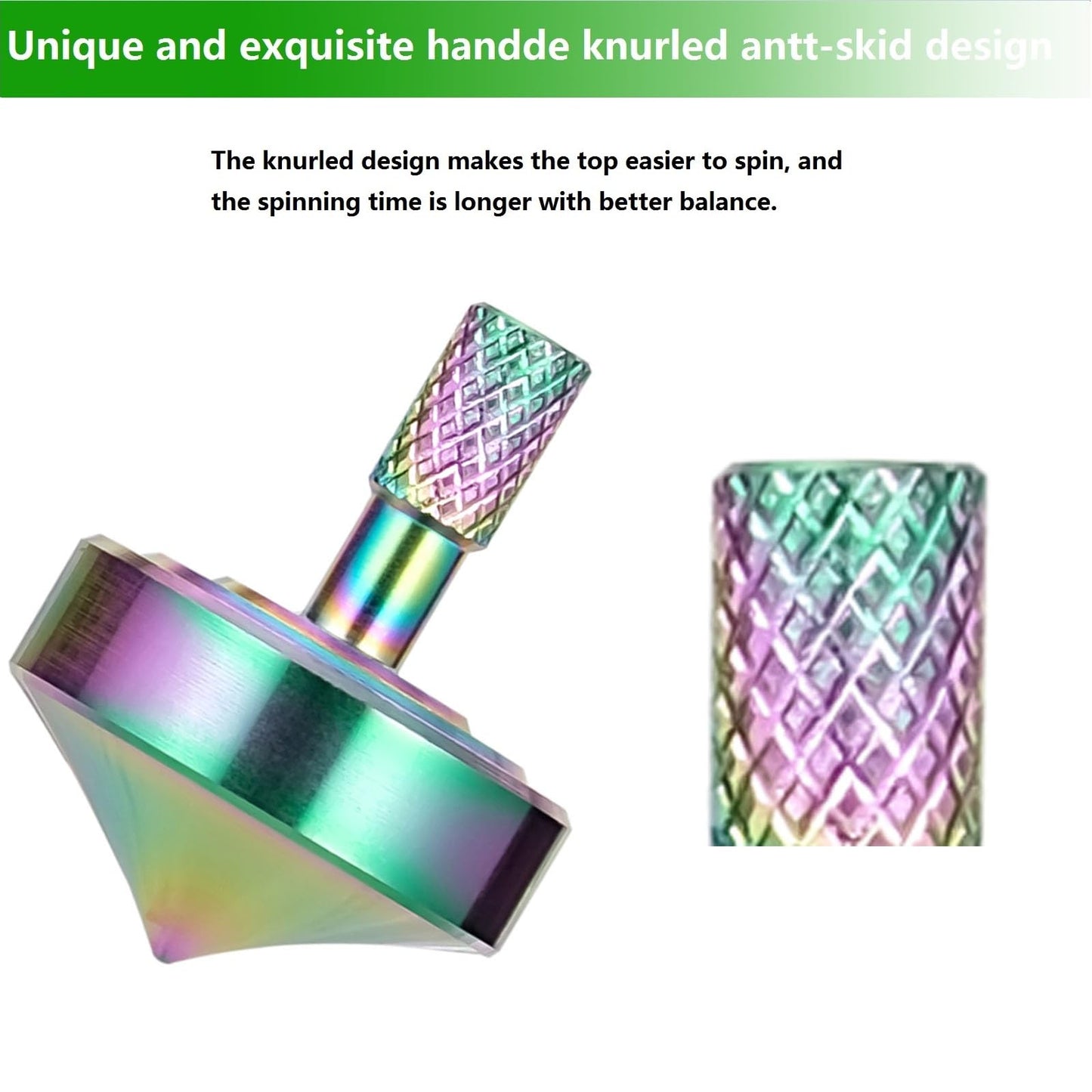 CHEETOP Stainless Steel Spinning Top Precision Mini Desktop Gyroscope Kill Time Reduce Stress ADHD Toys Perfect Balance Gyro (Iridescent Style 1)