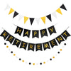 Happy Retirement Banner Assembled Gagaku Black And Gold Retirement Party Decorations Supplies Kit Gold Glitter Paper Pennant Banner For Men Women Office Farewell Party