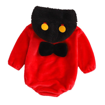 Licupiee Infant Boy Girl Halloween Animal Costume Newborn Baby Flannel Hooded Rompers Fall Winter Long Sleeve Fleece Bodysuit (S