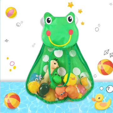 Gofidin Baby Bath Toys Mesh Bag Kids Bathroom Toy Storage Bag Duck Frog Suction Cups Toys Organizer For Kids