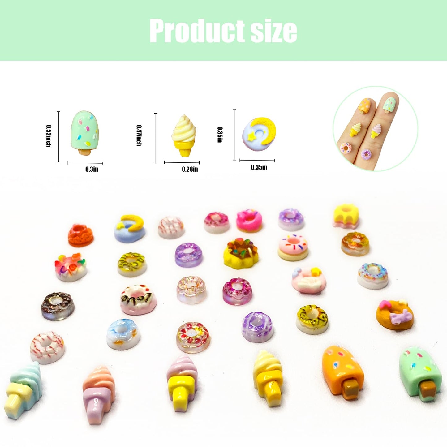 100 Pieces Mini Food for Crafts Dollhouse Mini Resin Dessert Ice Cream Donut Decor Miniature Food for Dollhouse Mini Kitchen Mic