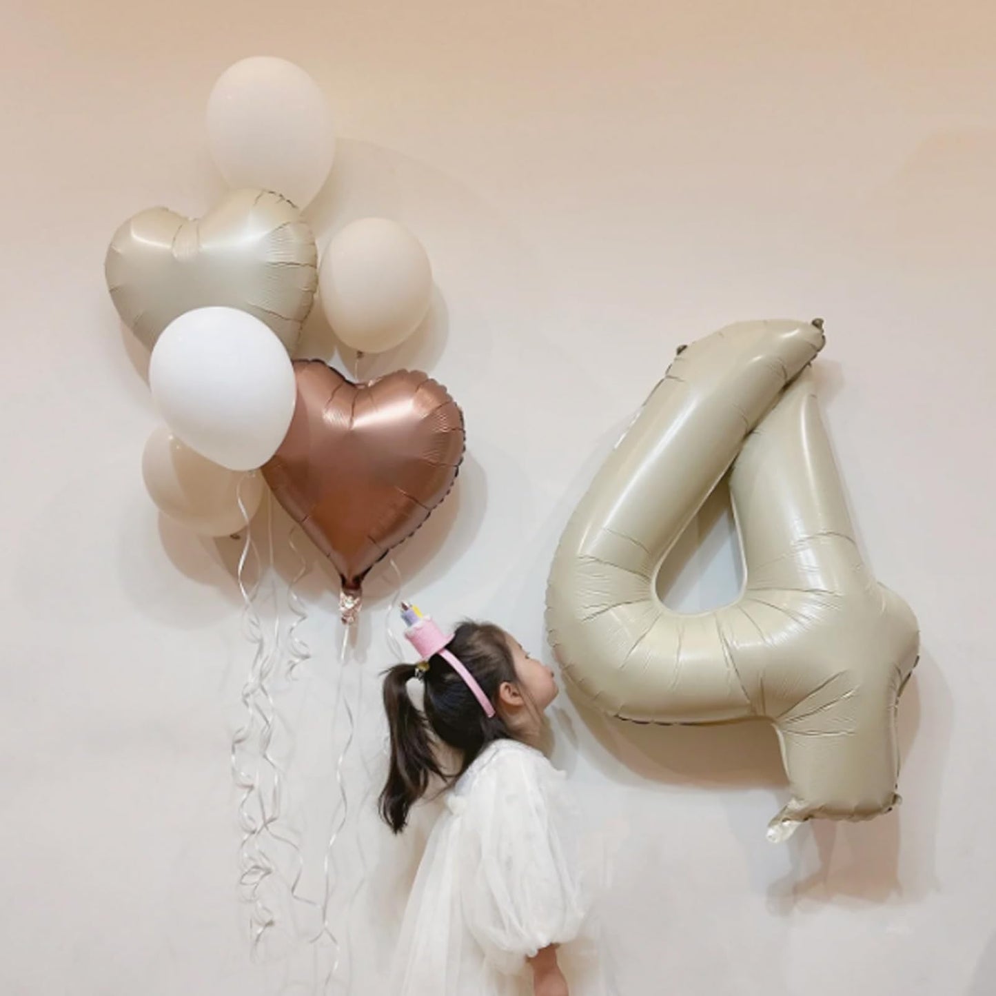 40 Inch Cream Number 5 Balloon, Beige Large 5Th Birthday Balloons, Digital 5 Cream White Giant 5 Foil Balloon Helium For Boys Gi