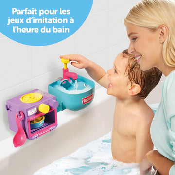 Toomies E73264 Bubble & Bake Bathtime, Bath Toddlers, Kitchen Themed Bubble Making Toy, 2 in 1 Set, Kids Water Play Suitable for