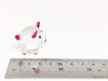 Sansukjai Pig Miniature Figurines Animals Hand Painted Blown Glass Art Collectible Gift Decorate, V1 (Clear Pink Pearl)