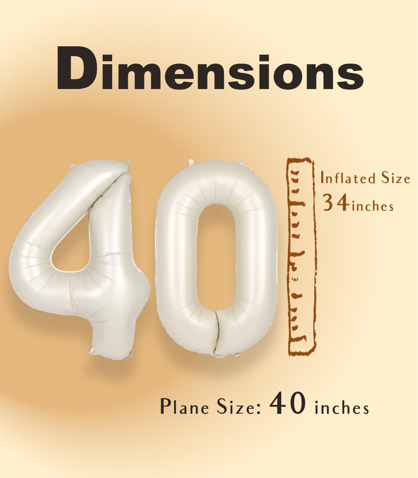 Suwen 40 Inch Large Cream White 40 Balloon Numbers Big Foil Helium Number Balloons 0-9 Jumbo Happy 40Th Mylar Birthday Party Dec