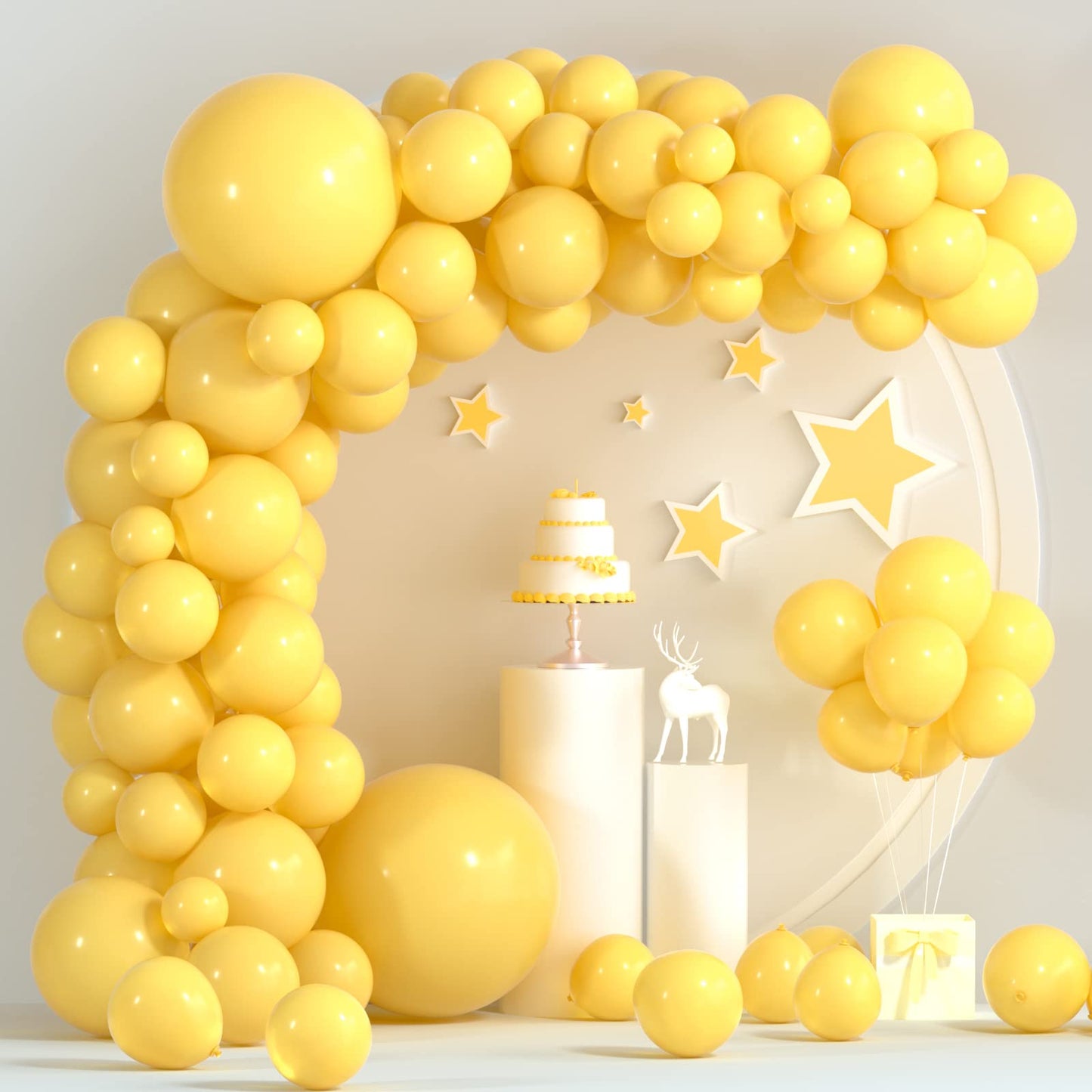 Tuparka 102 Pcs Yellow Balloons Garland Arch Kit Different Sizes 5 10 12 18 Inch Pastel Yellow Party Balloons For Birthday Baby Shower Sunflower Theme Party Decorations