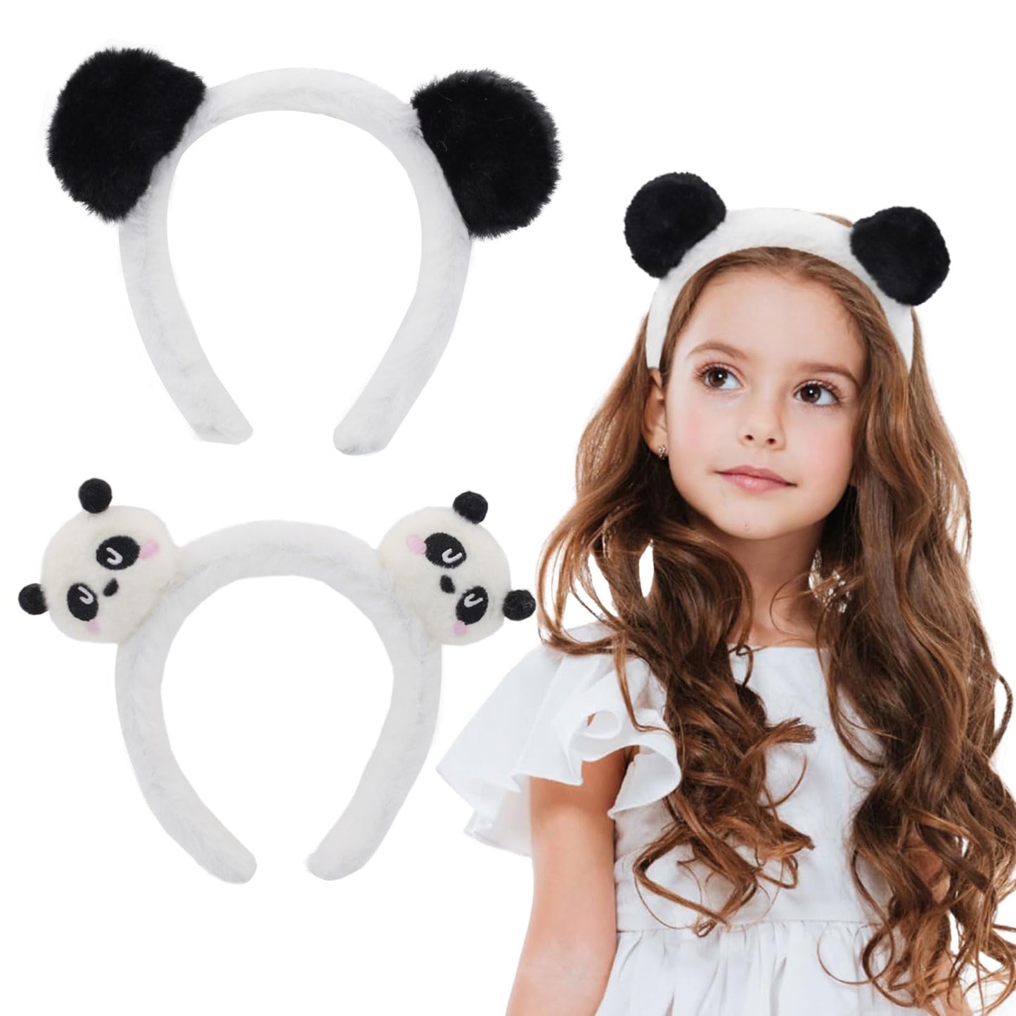Melbelia Animal Ear Headbands, 2 Pcs Plush Panda Ears Costume Headband Hair Band Cute Ear Hair Accessories For Themed Events And