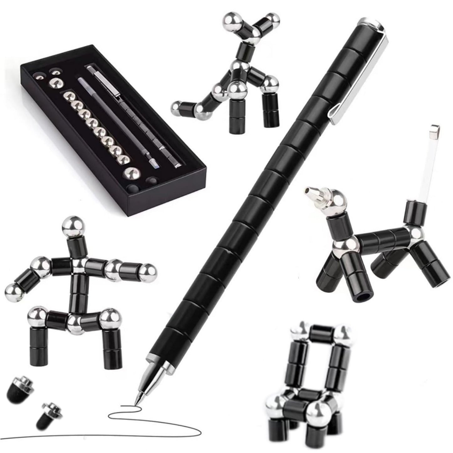 Ayxxzjd Decompression Magnetic Metal Toy Pen,Multifunctional Deformable Capacities Touch Screen Ballpoint Penintellectual Learni