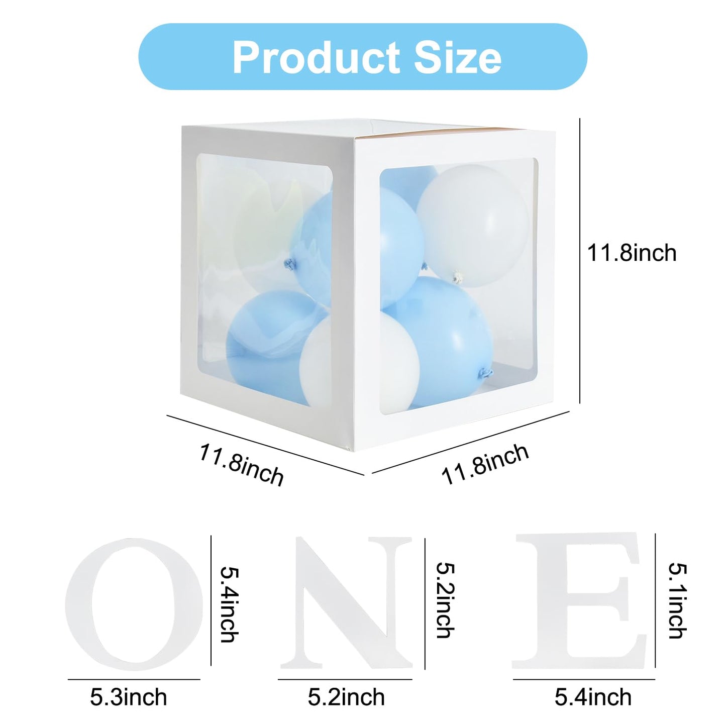 Toniful 1St Birthday Party Supplies Macaron Blue White Balloon Box With Letters One, Baby Boy Theme One Year Old Birthday Party
