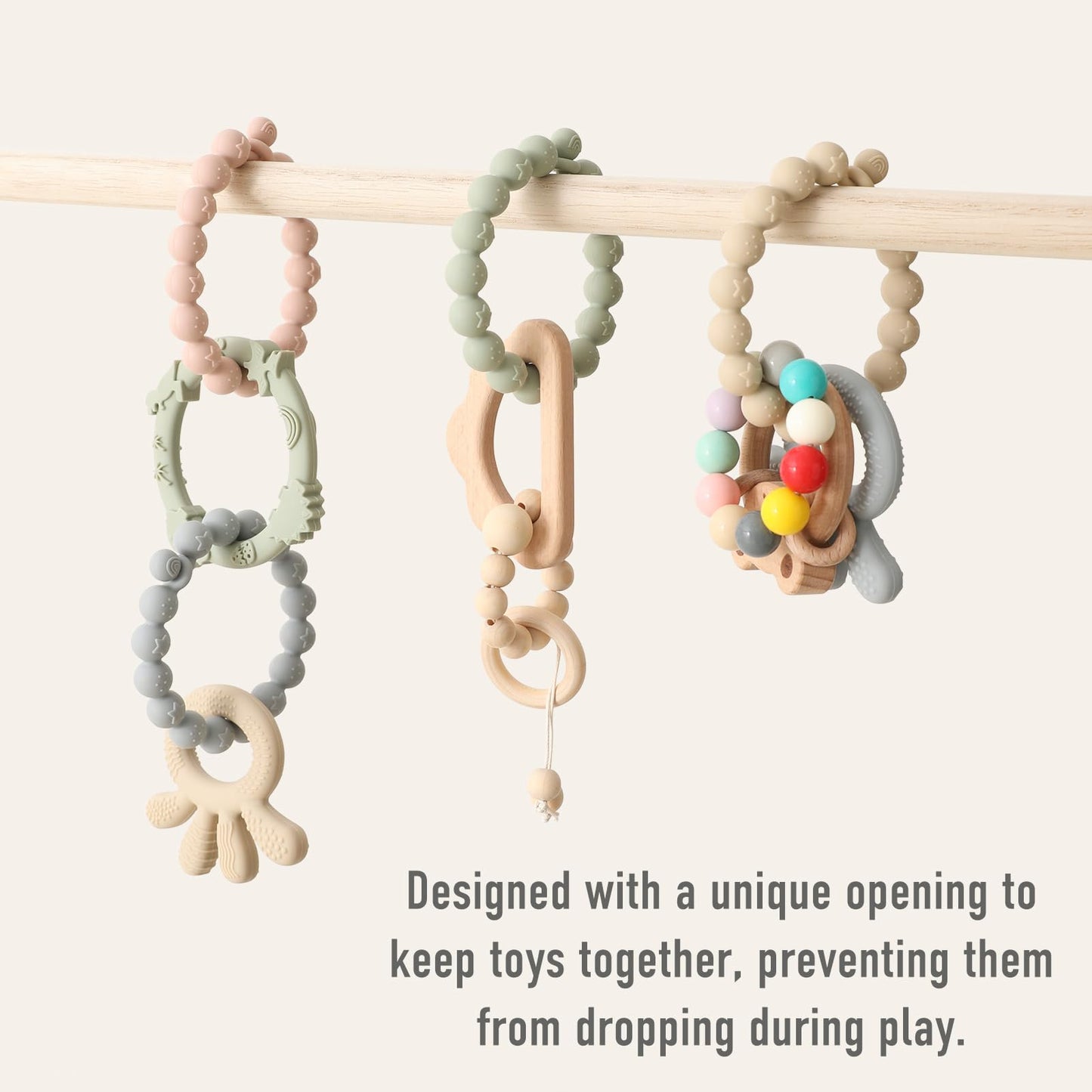 YIVEKO Baby Teether Rings Silicone Teethers for Babies Multi Use Baby Toy Rings Teething Toys for Infants Baby Chew Toys Baby Teething Rings for Infant Boys and Girls 3 Pack-Baby Blue
