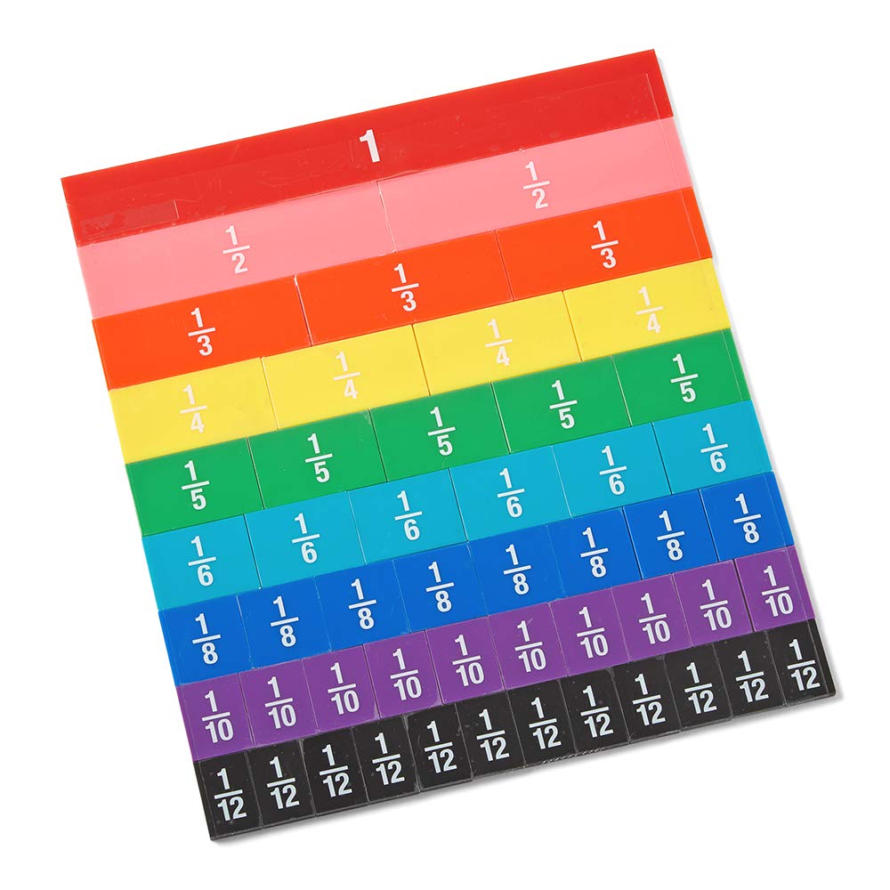Hand2Mind Plastic Double-Sided Decimal And Fraction Tiles, Montessori Math Materials, Fraction Manipulatives, Unit Fraction, Fraction Bars Math Manipulatives, Homeschool Supplies (15 Sets Of 51)