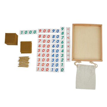 Kghios Montessori Math Beads Toys Materials For Toddlers Golden Beads And Cards Materials Bank Game Thousand Cube Decimal System Mathematics Teaching Materials Baby Preschool Education Toys
