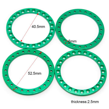 RCLIONS 4pcs Aluminum Replacement Wheel Rim Beadlock Ring for 1:10th RC Crawler Car 1.9'' RC Wheels/Rims (Green)