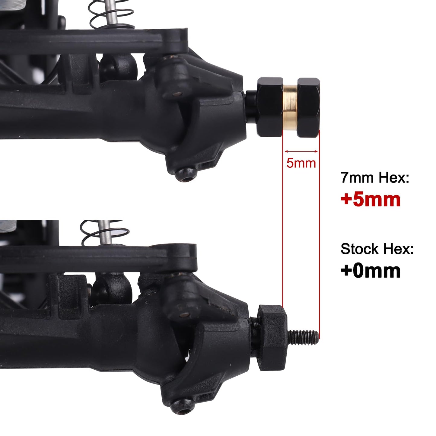 4pcs Brass Extended 7mm Hex Wheel Hubs Extension Adaptor Combiner Coupler for Axial SCX24 Upgrades 1/24 RC Crawler Car Replaceme