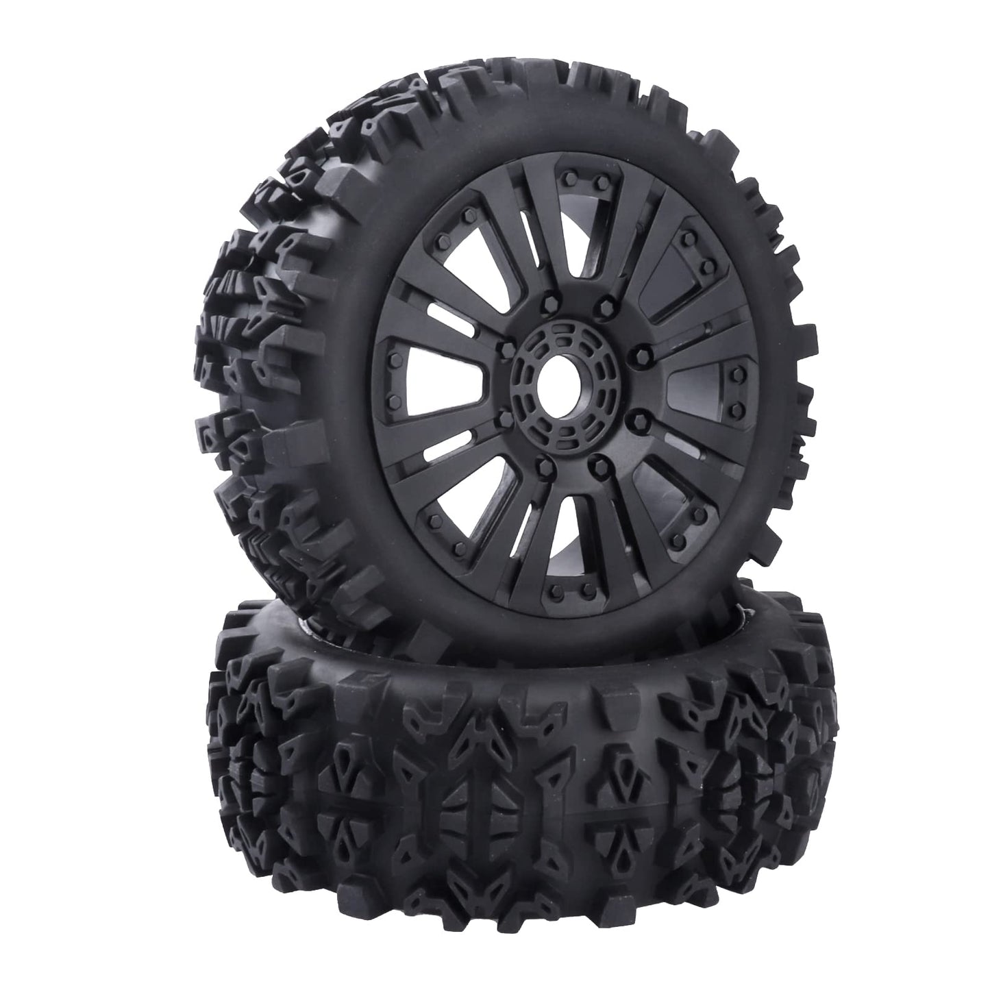 Hobbypark Pre-Glued 1/8 Scale 17mm RC Buggy Tires and Wheels Set with Foam Inserts Mounted for Arrma Typhon 6S 3S Talion 6S Sent