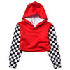 Long Sleeve Crop Sweatshirts For Teens Kids Cropped Plaid Hoodie Pullover Sweat Shirts