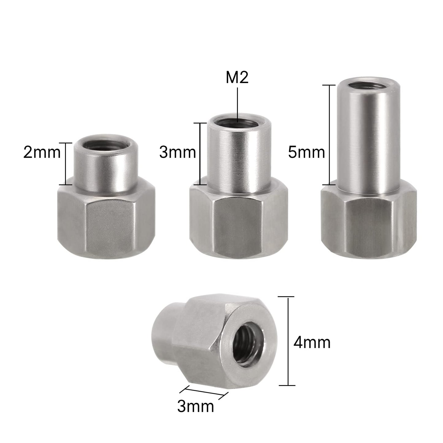 INJORA M2 M3 M5 Stainless Steel Long Wheel Nuts for Axial SCX24 1/24 RC Crawler Upgrade,4PCS