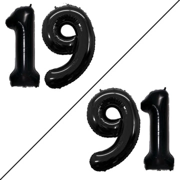 Goer Number 19 Balloons For 19Th Birthday Sweet 19 Party Decorations,42 Inch Jumbo Foil Helium 91 Balloons For 91St Birthday Party Decoration (Black)