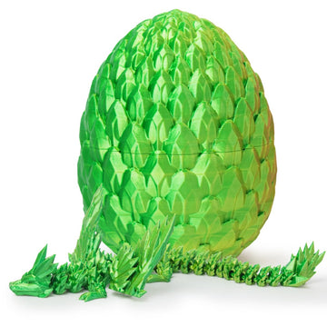 3D Printed Dragon,Articulated Winged Dragon,Crystal Dragon Surprise In Eggs, Dragon Fidget Toy For Birthday Gift (Yellow&Green)
