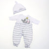 Jc Toys | Berenguer Boutique | Baby Doll Outfit | Gray Striped Long Onesie With Headband, And Booties | Ages 2+ | Fits Dolls 14'- 16'