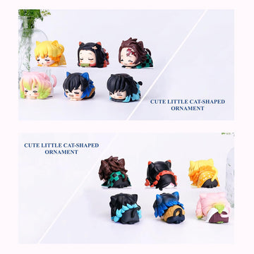 Ggjqqdm Demon Cosplay Slayer Figure Set Cute Anime Figure Desktop Decoration Ornament Kawaii Anime Figure Fan Birthday Gift Collection 1.6X2.2In (6Pcs)