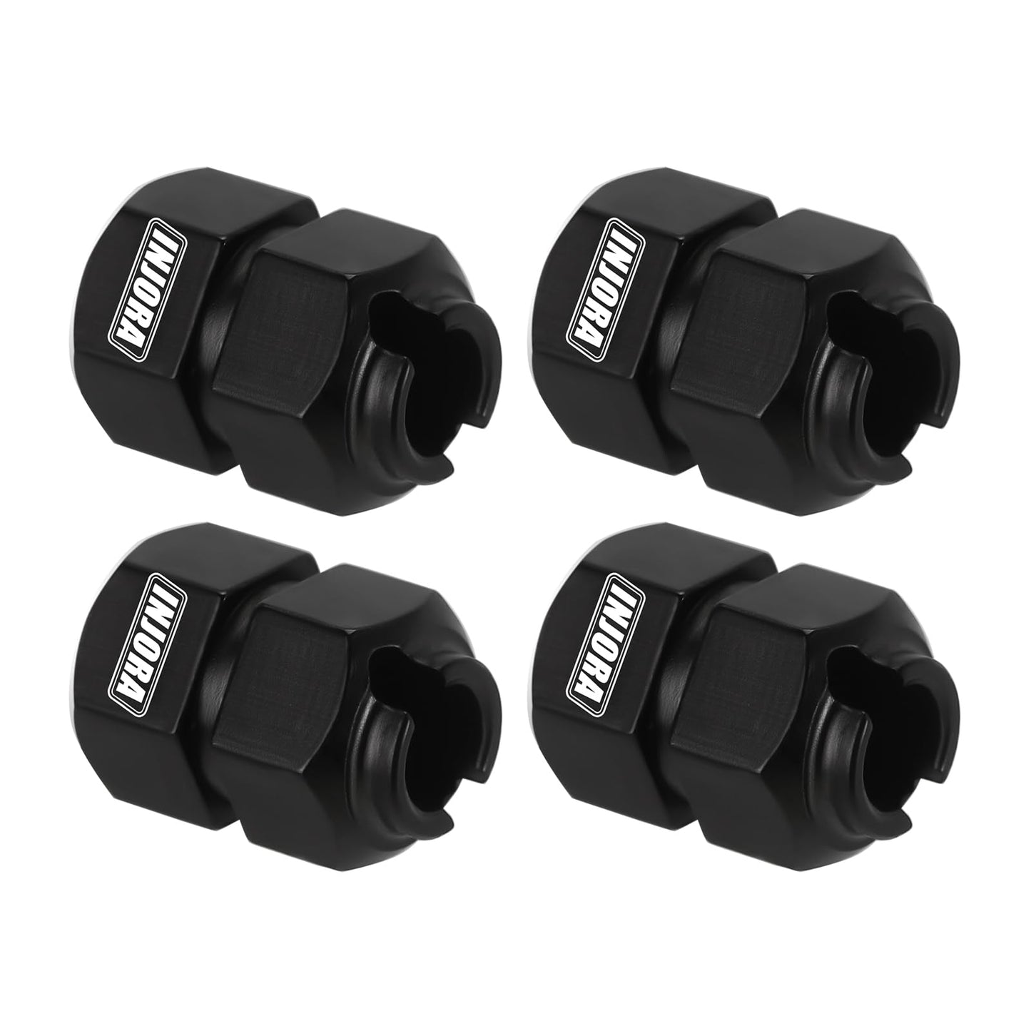 INJORA Thickness 9mm(+5mm) Black Brass Wheel Hex with Nuts for TRX4M 1/18 RC Crawler Upgrade, 11g/Total