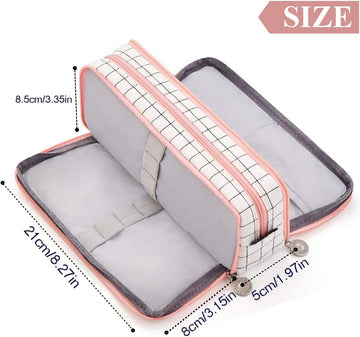 Finemoe Canvas Large Capacity Pencil Box For Girls&Boys,3 Compartments Pen&Pencil Pouches,Aesthetic Stationery Pouch For School