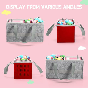 Seracle Carrying Case Travel Felt Bag Compatible With Toniebox Starter Set And Tonies Figurine (Gray+Red)