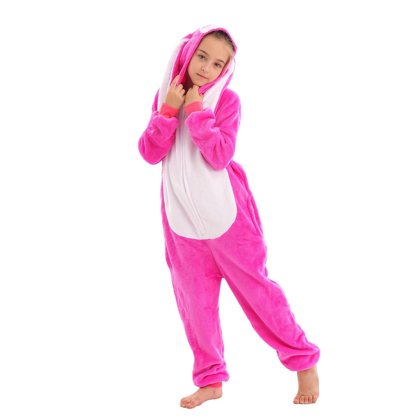 TYONMUJO Animal Onesie Costume for Kids Halloween Costumes for Girls Boys Cosplay Outfit Rabbit Bunny Pink 110