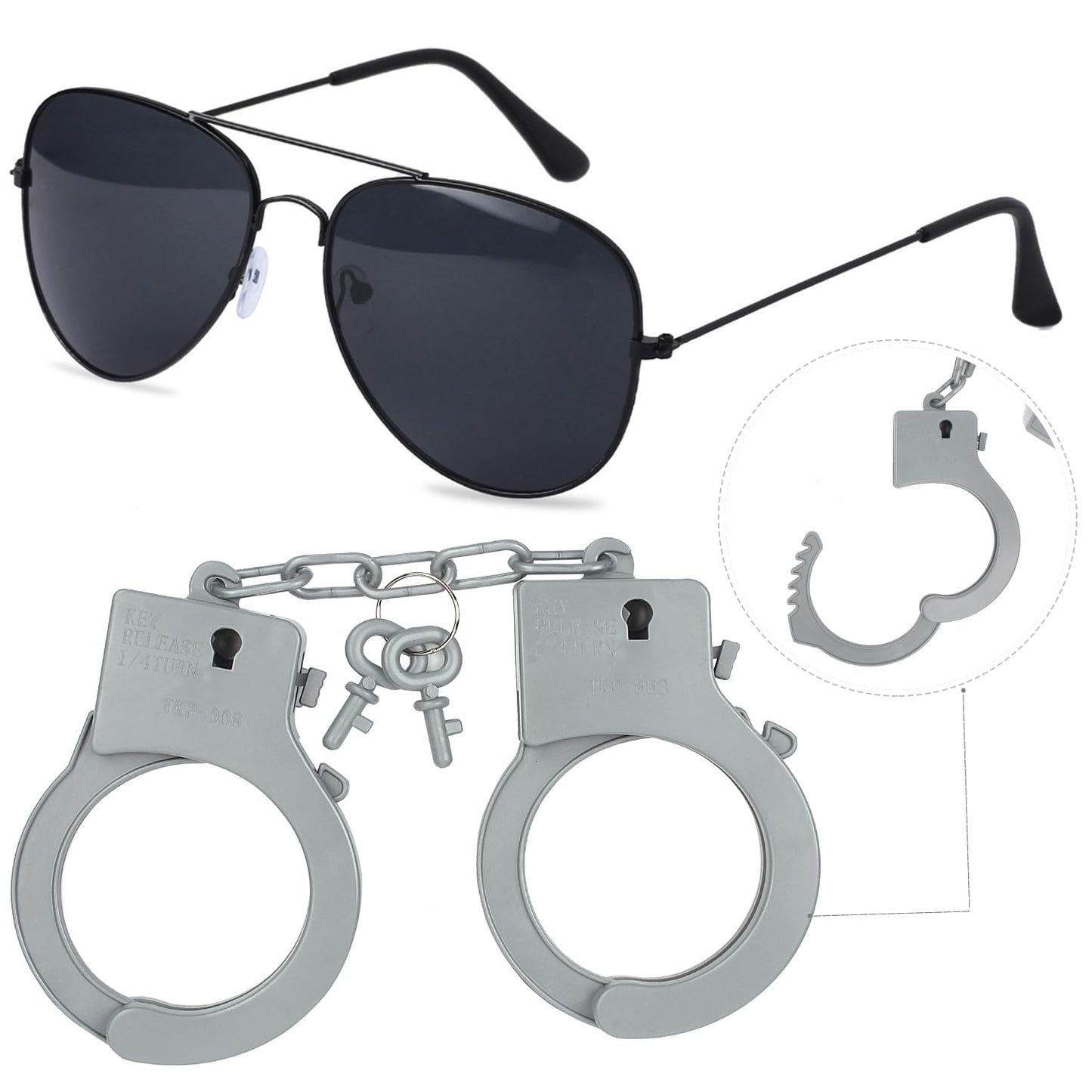 Kyson 8Pcs Police Costume Kit For Boys Police Officer Cop Dress Up Accessories Halloween Career Day (Navy)