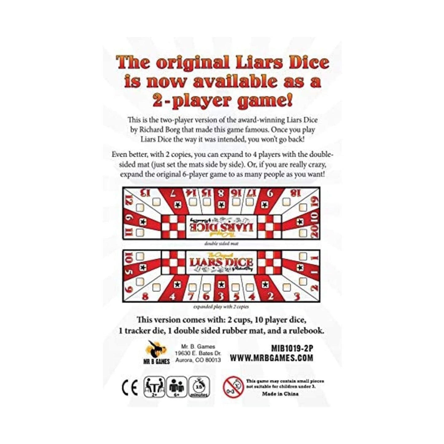Mr. B Games Liars Dice 2 Player Edition Board Game