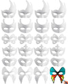 Coxeer White Masquerade Mask, 24Pcs Unpainted Blank Animal Half Masks for Halloween Cosplay, Birthday Party Favors, Fall Classro