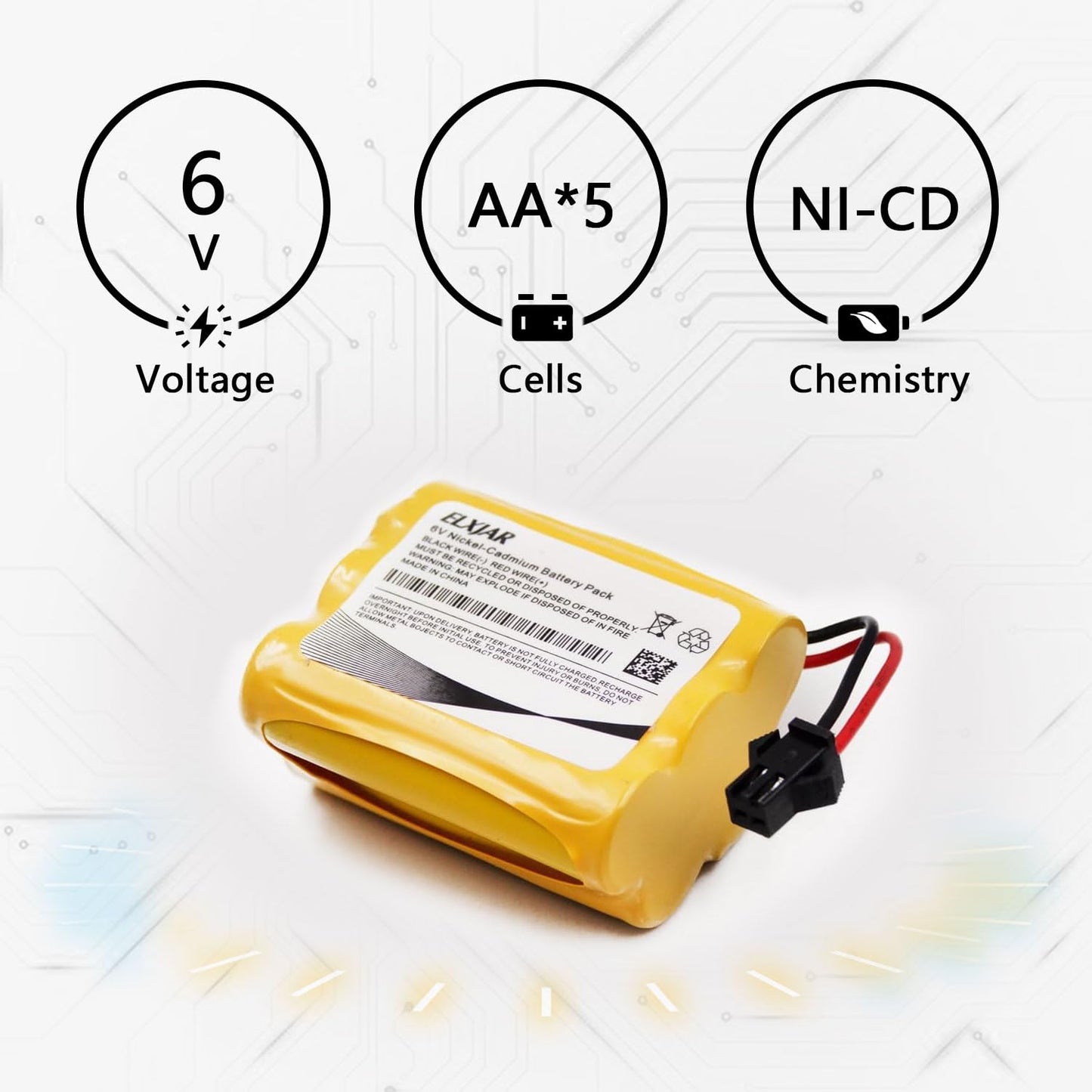 (2-Pack) 6V 1000Mah Ni-Cd Rechargeable 5-Cells Aa Battery Packs With Sm-2P Plug For Stunt Rc Cars Trucks School Bus Sunforce 80