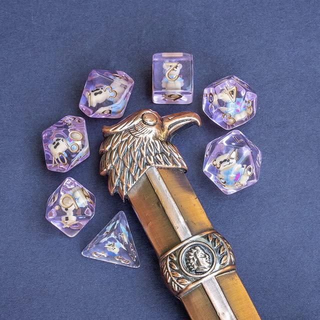 Sage's Portal Animal Familiars Resin DND Dice Set Polyhedral Dice Set for Dungeons and Dragons RPG Pathfinder Tabletop TTRPG (Te