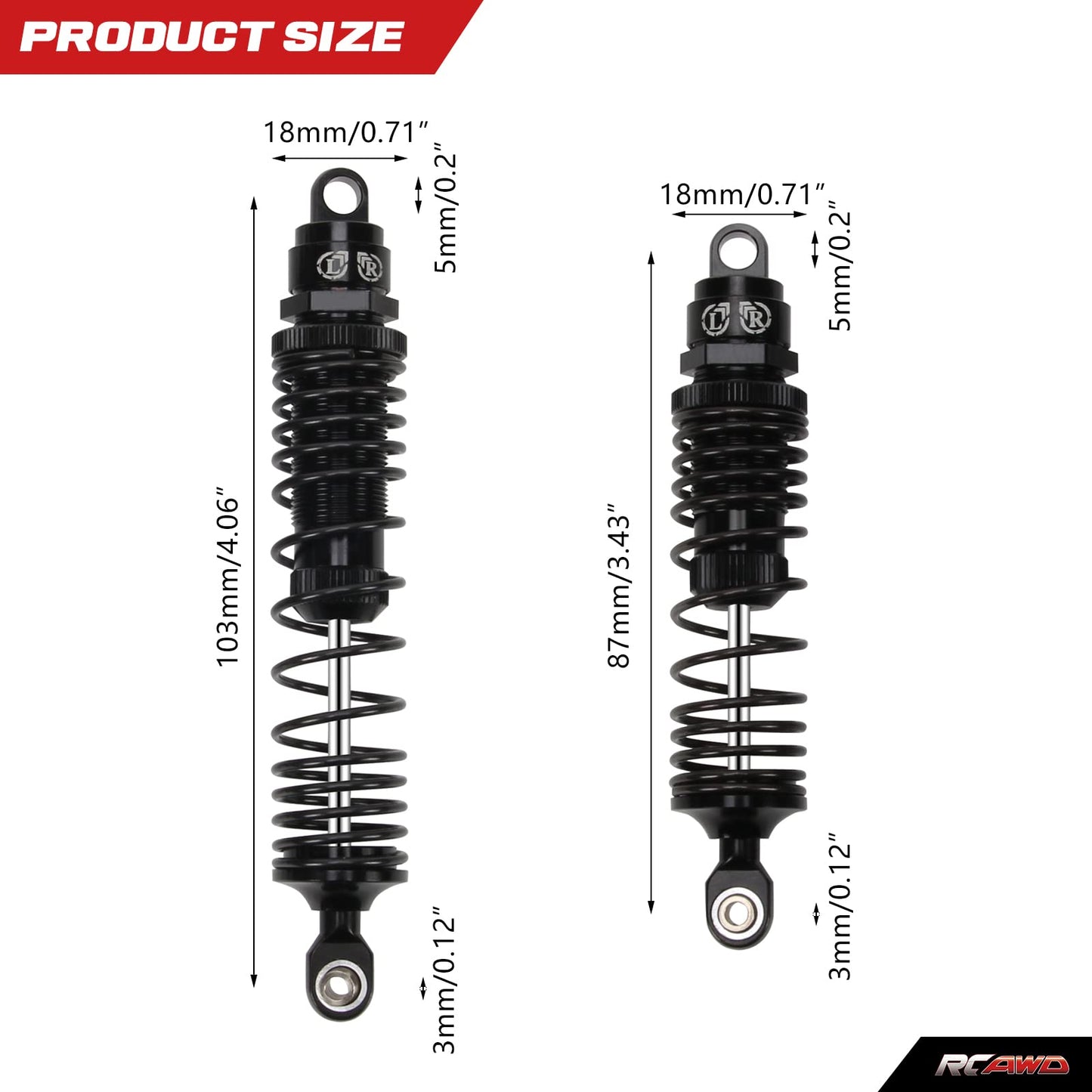 Rcawd Big Bore Shock Absorber Damper For 1/10 Slash 2Wd, Hoss, Rustler 4X4 Vxl,Slash 4X4, Bandit, Ford, Nitro,Stampede Upgrades,