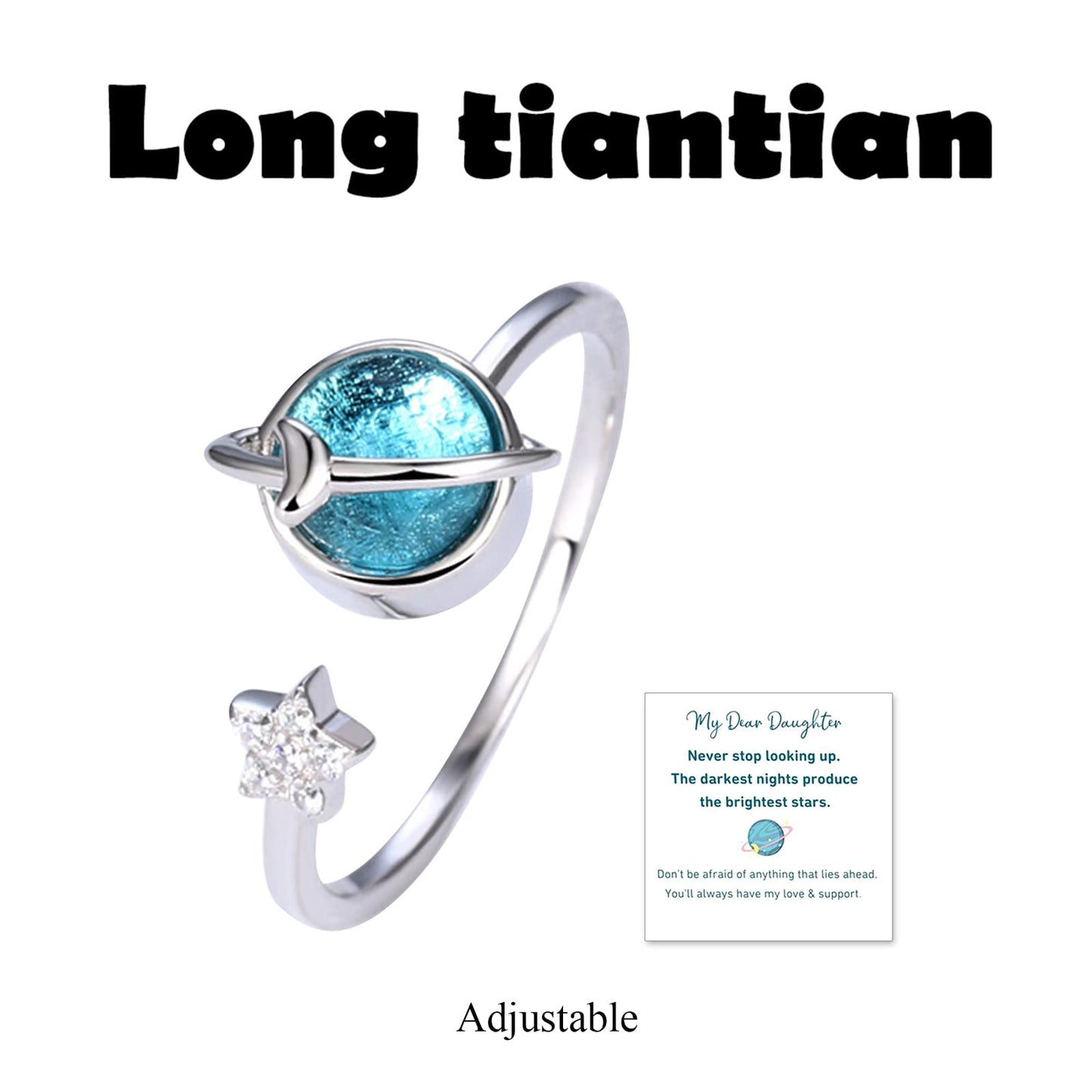 Long Tiantian Daughter Gifts From Mom Fidget Ring Adjustable Open Spinner Worry Anxiety Rings For Women Mothers Day Gifts For Da