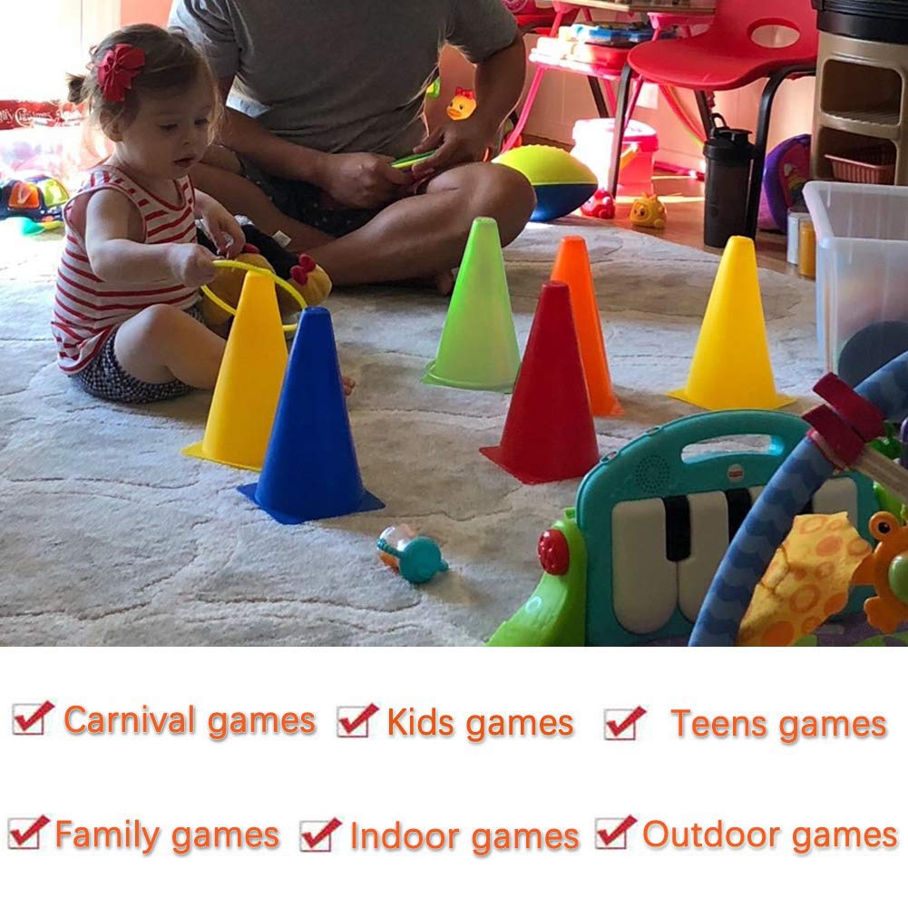 3 In 1 Carnival Games Set, Soft Plastic Cones Cornhole Bean Bags Ring Toss Games For Carnival Kids Birthday Party Indoor Outdoor Games Supplies