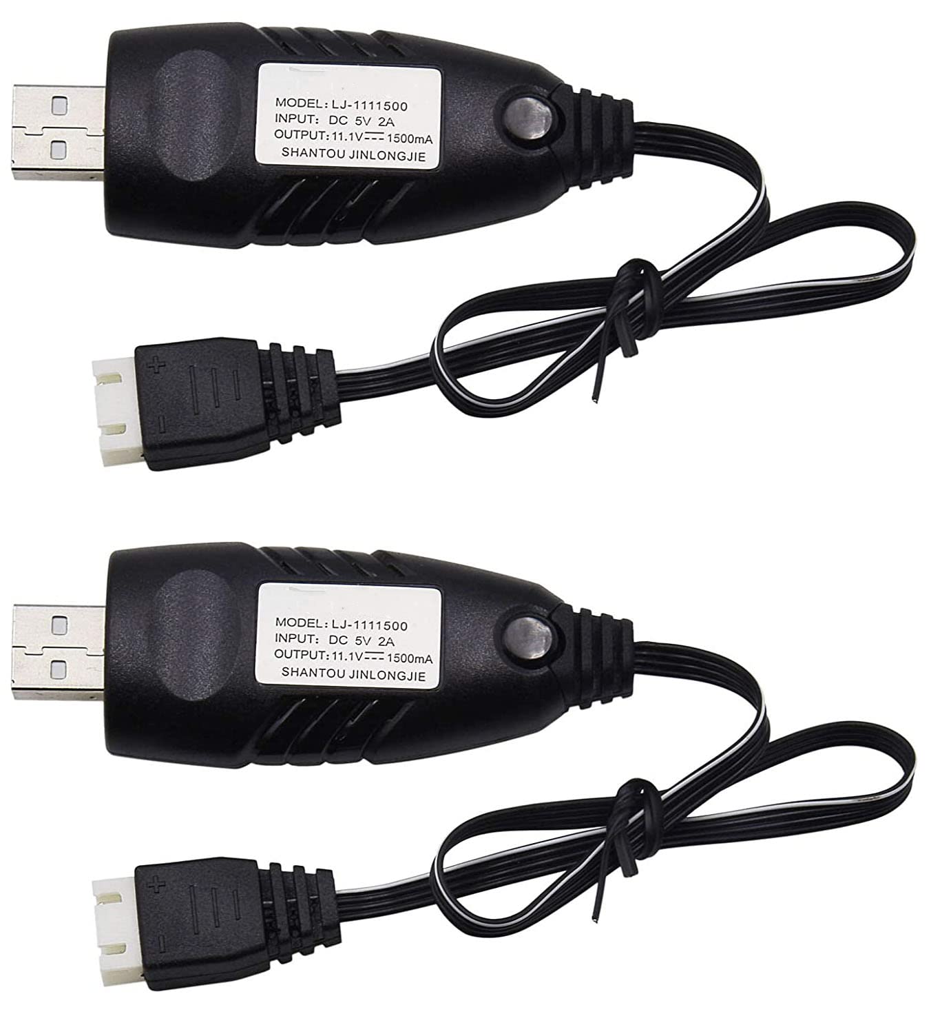 2 Pack 11.1V 1.5A Usb Charger Cable Suitable For Rc Car Boat Airplane Drone Airsoft 11.1V 3S 3 Cell Lipo Battery / 11.1V Usb New