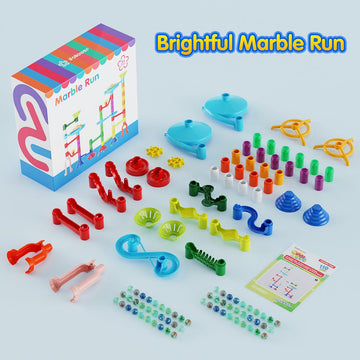 Ifollower Marble Run, 110Pcs Marble Maze Game Construction Building Toys For Kids, Marble Track Race Set Stem Learning Toys Gift For Boys Girls 3 4 5 6 7 8 9 10+, 8105