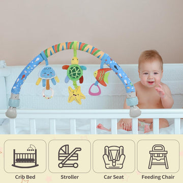 Caterbee Baby Baby Bouncer Toy bar, Clip on Crib & Pram Activity Bar Toy Travel Arch Bassinet Toys for Toddlers (Star)