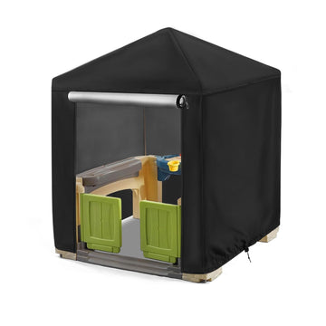 Andacar Black Outdoor Playhouse Cover, 56'' Lx56'' Wx60'' H, Waterproof, UV Resistant, Suitable for Step2 Playhouse